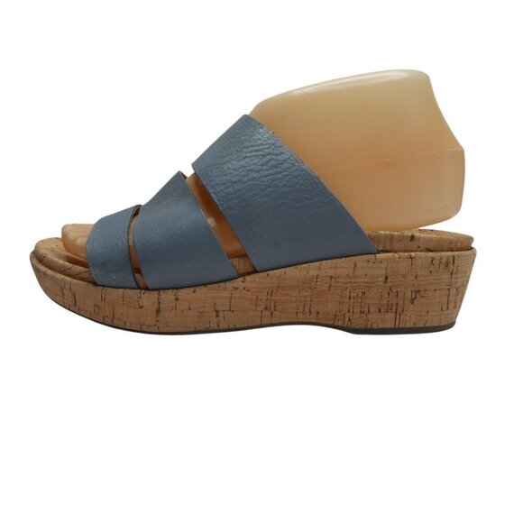 Kork-Ease Blue Leather Open Toe Wedge Heel Sandals Womens 7 - Picture 4 of 12
